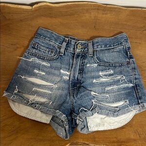Levi's Blue Distressed Jean Shorts